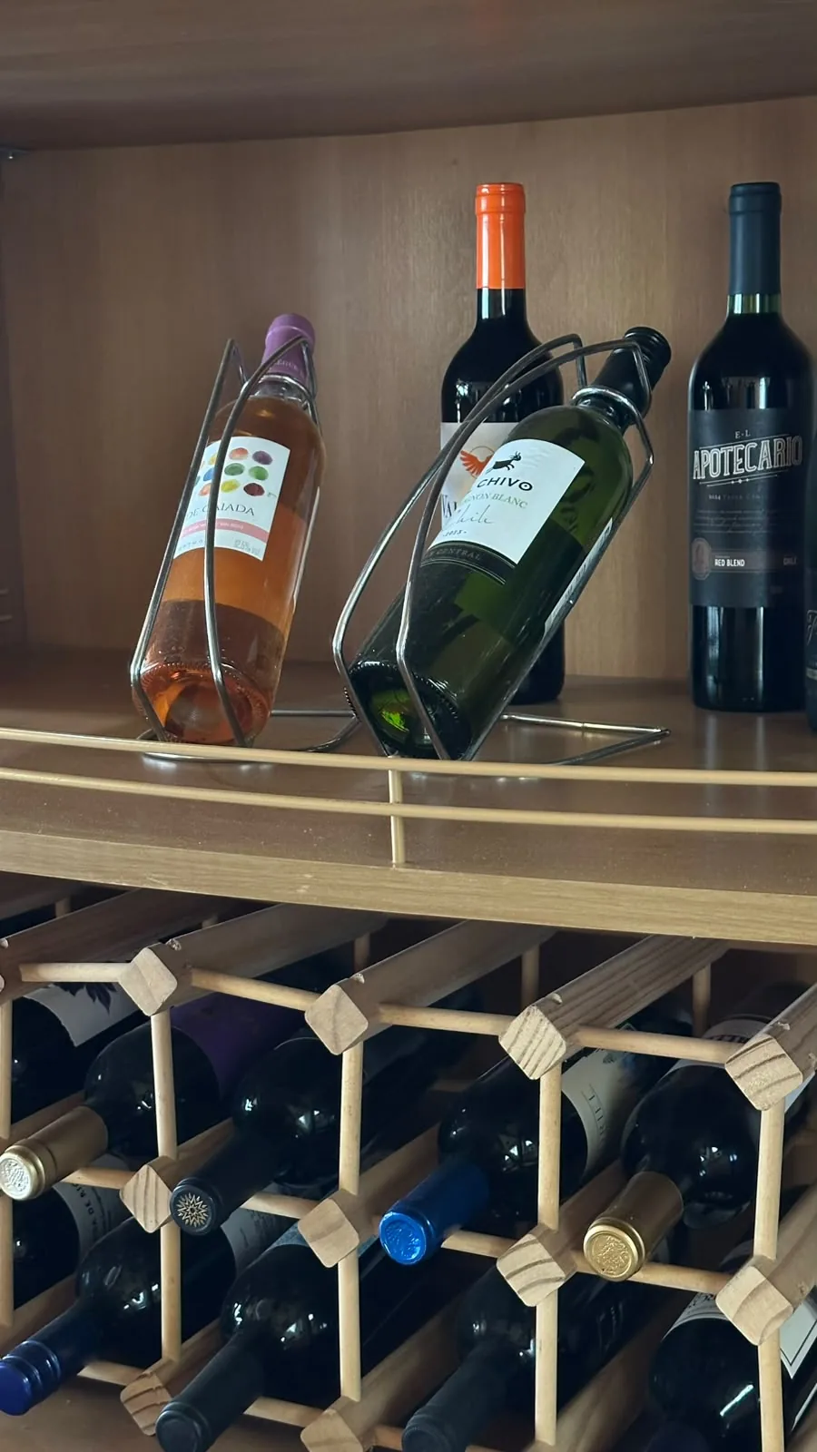 Adega com seleção de vinhos